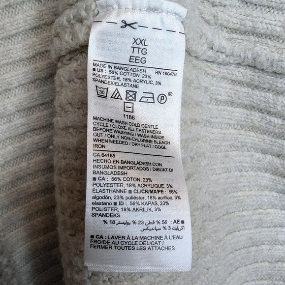 Old Navy Cream Textured Button-Down Mock-Neck Sweater Mens XXL Unisex - Picture 4 of 9